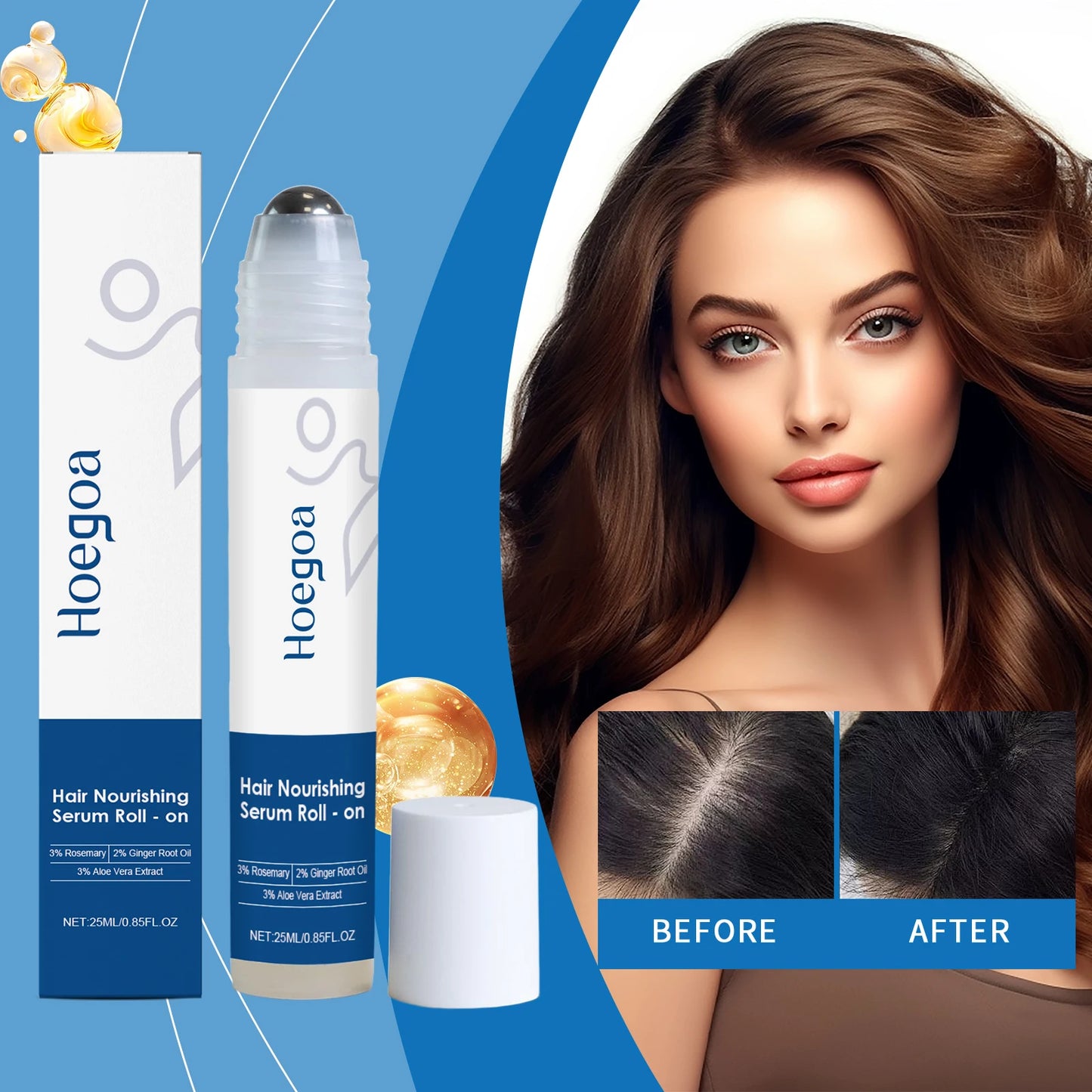 Aceite Ginger para el crecimiento del cabello raíces del cabello y cuero cabelludo Sérum para la caída del cabello Roller