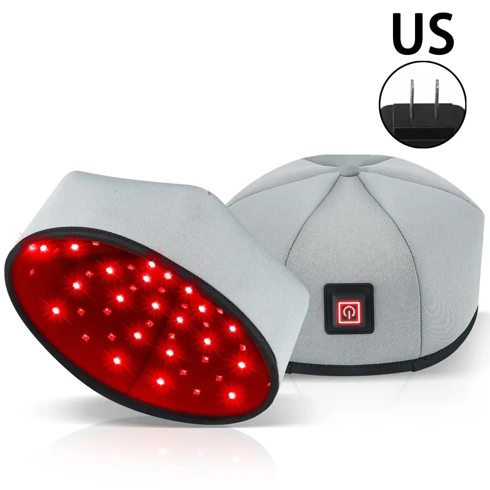 Nuevos LED infrarrojos Gorro de terapia con luz roja anticaída, relajante del cuero cabelludo y antiinflamatorio