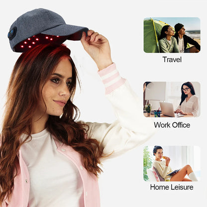 Nuevos LED infrarrojos Gorro de terapia con luz roja anticaída, relajante del cuero cabelludo y antiinflamatorio